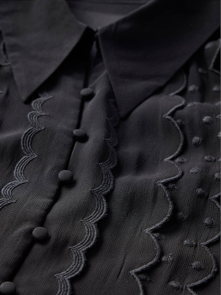 Mint Velvet Black Scallop Detail Shirt - Image 8 of 8
