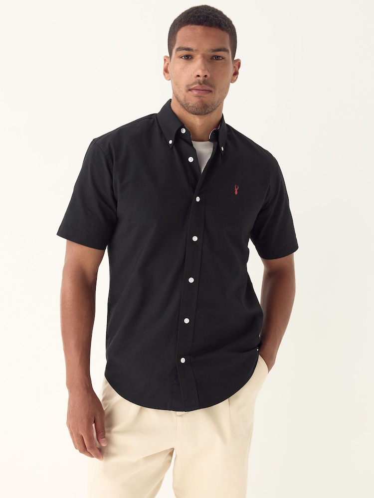 Black Regular Fit Short Sleeve Oxford Shirt - Image 1 of 10 Black Regular Fit Short Sleeve Oxford Shirt - Image 1 of 10