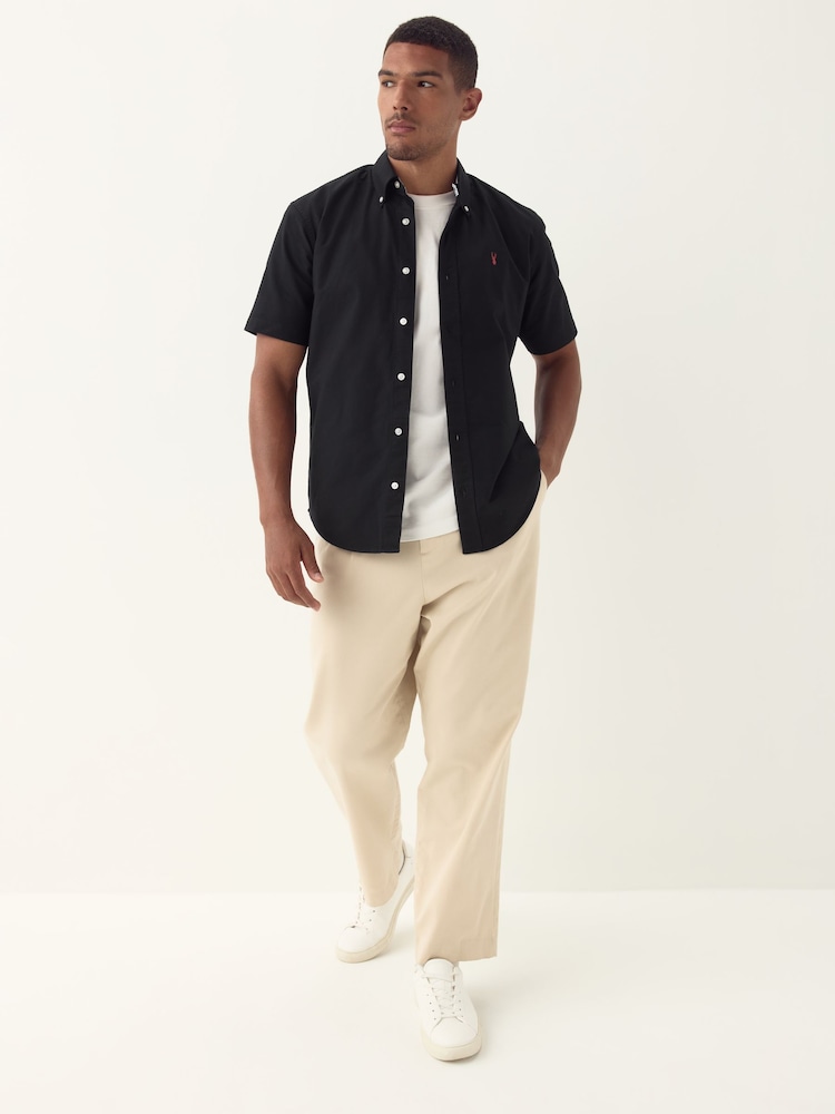 Black Regular Fit Short Sleeve Oxford Shirt - Image 2 of 10 Black Regular Fit Short Sleeve Oxford Shirt - Image 2 of 10