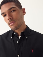 Black Regular Fit Short Sleeve Oxford Shirt - Image 4 of 10