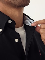 Black Regular Fit Short Sleeve Oxford Shirt - Image 5 of 10