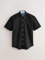 Black Regular Fit Short Sleeve Oxford Shirt - Image 8 of 10