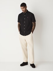 Black Slim Fit Short Sleeve Oxford Shirt - Image 3 of 9