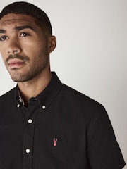 Black Slim Fit Short Sleeve Oxford Shirt - Image 4 of 9