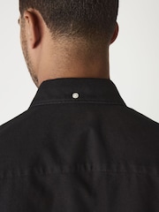 Black Slim Fit Short Sleeve Oxford Shirt - Image 6 of 9