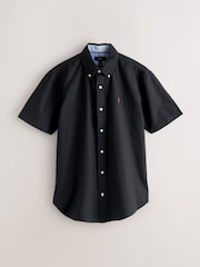Black Slim Fit Short Sleeve Oxford Shirt - Image 7 of 9