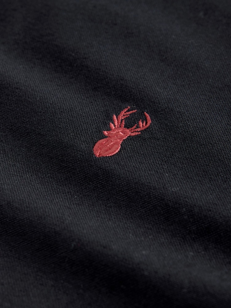 Black Slim Fit Short Sleeve Oxford Shirt - Image 9 of 9