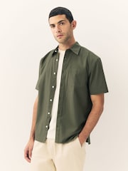 Dark Green Short Sleeve Oxford Shirt - Image 1 of 9