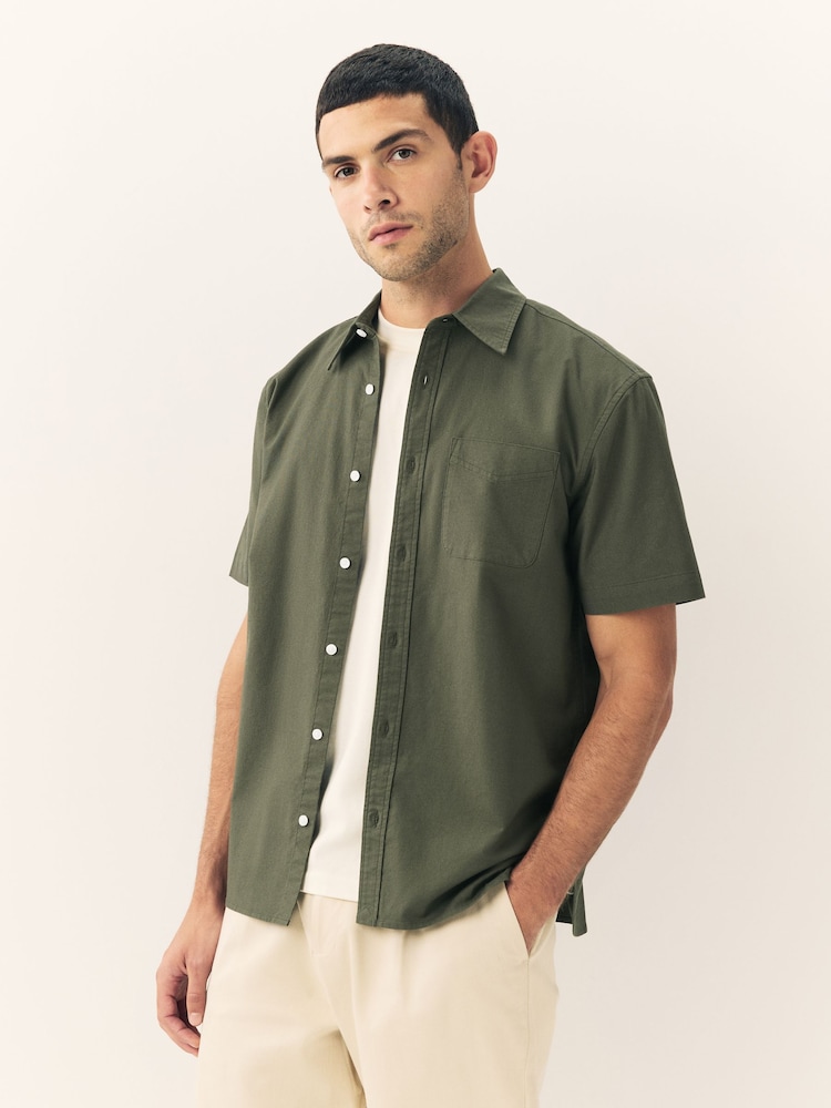 Dark Green Short Sleeve Oxford Shirt - Image 1 of 9