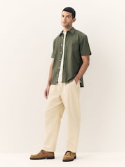 Dark Green Short Sleeve Oxford Shirt - Image 4 of 9