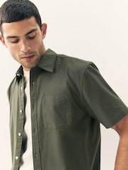 Dark Green Short Sleeve Oxford Shirt - Image 5 of 9