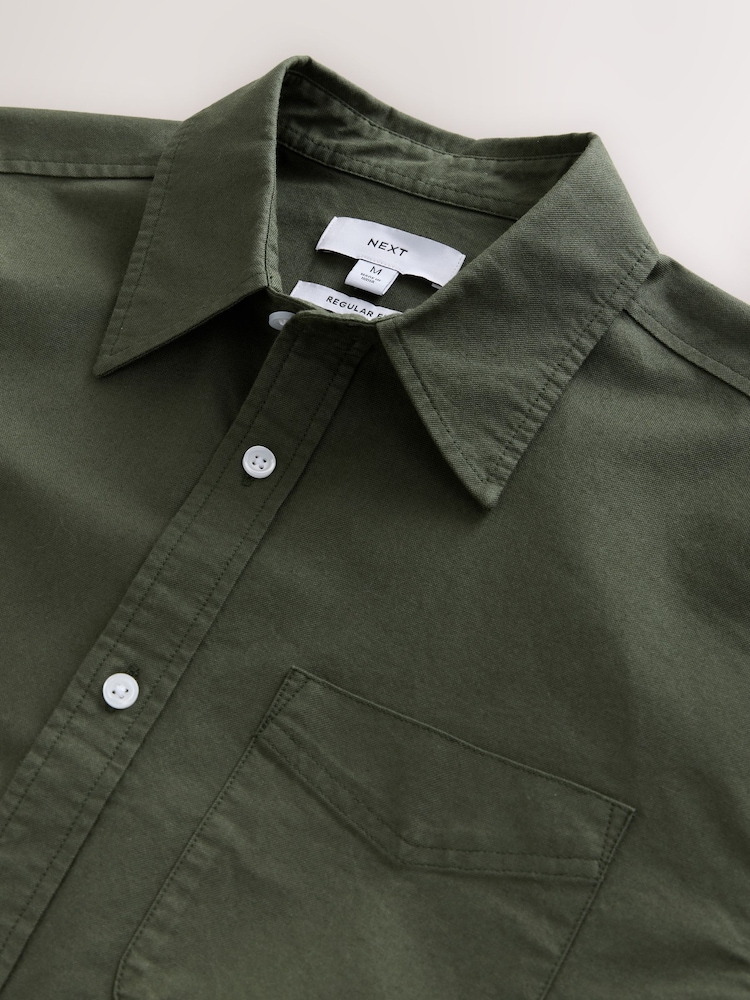 Dark Green Short Sleeve Oxford Shirt - Image 9 of 9