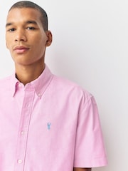 Pink Regular Fit Short Sleeve Oxford Shirt - Image 4 of 8