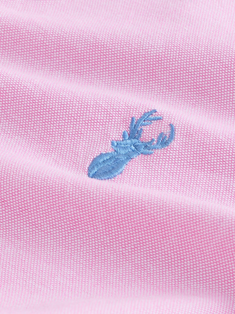 Pink Regular Fit Short Sleeve Oxford Shirt - Image 8 of 8