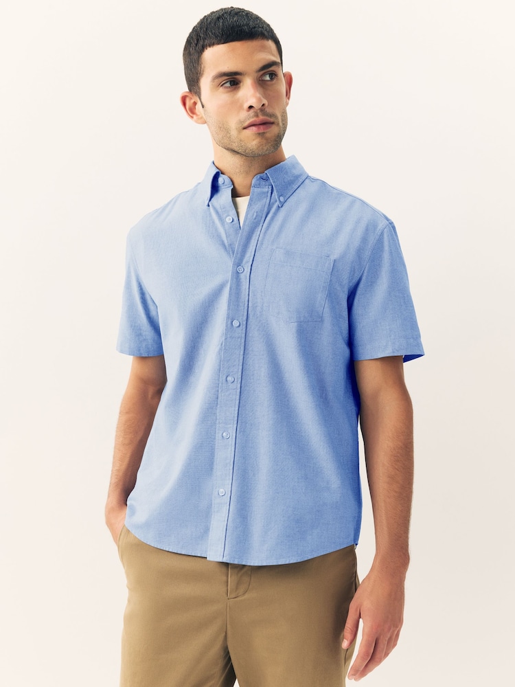 Light Blue Short Sleeve Oxford Shirt - Image 1 of 8 Light Blue Short Sleeve Oxford Shirt - Image 1 of 8