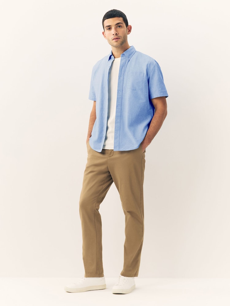 Light Blue Short Sleeve Oxford Shirt - Image 2 of 8 Light Blue Short Sleeve Oxford Shirt - Image 2 of 8