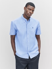 Light Blue Slim Fit Short Sleeve Oxford Shirt - Image 1 of 4