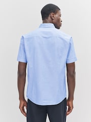 Light Blue Slim Fit Short Sleeve Oxford Shirt - Image 2 of 4