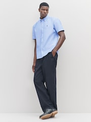 Light Blue Slim Fit Short Sleeve Oxford Shirt - Image 3 of 4