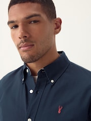 Navy Blue Regular Fit Short Sleeve Oxford Shirt - Image 4 of 9