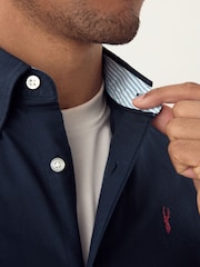 Navy Blue Regular Fit Short Sleeve Oxford Shirt - Image 5 of 9