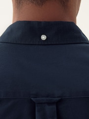 Navy Blue Regular Fit Short Sleeve Oxford Shirt - Image 6 of 9