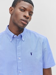 Light Blue Regular Fit Short Sleeve Oxford Shirt - Image 4 of 8