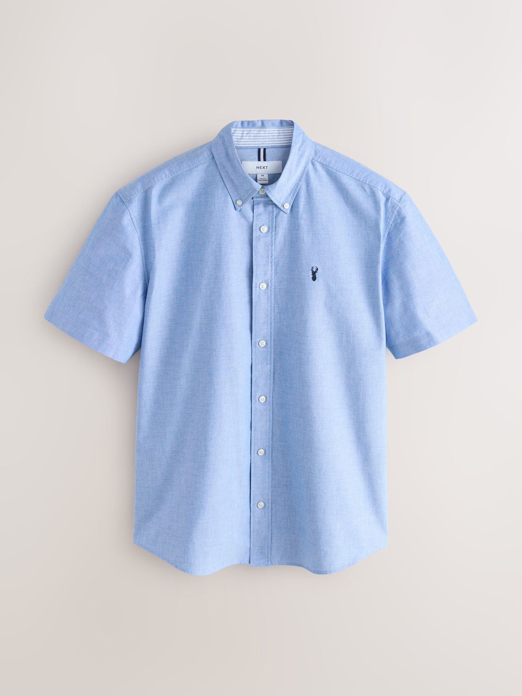 Buy Light Blue Regular Fit Short Sleeve Oxford Shirt from Next