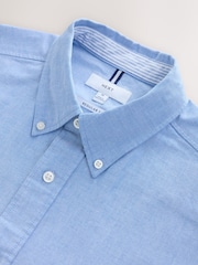 Light Blue Regular Fit Short Sleeve Oxford Shirt - Image 8 of 8