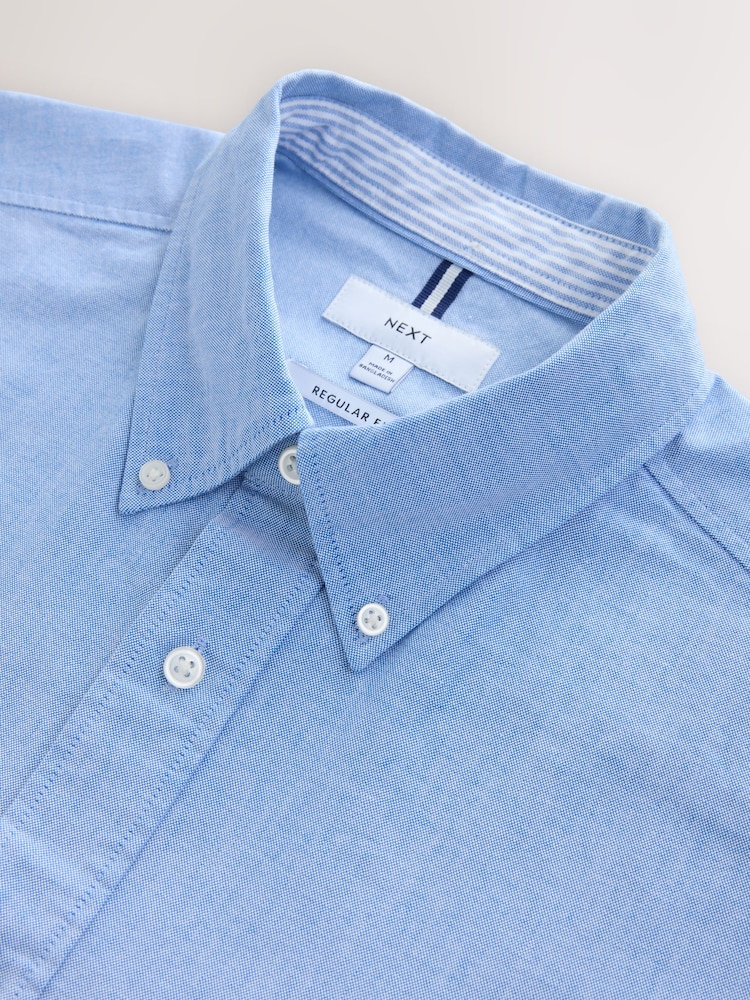 Light Blue Regular Fit Short Sleeve Oxford Shirt - Image 8 of 8