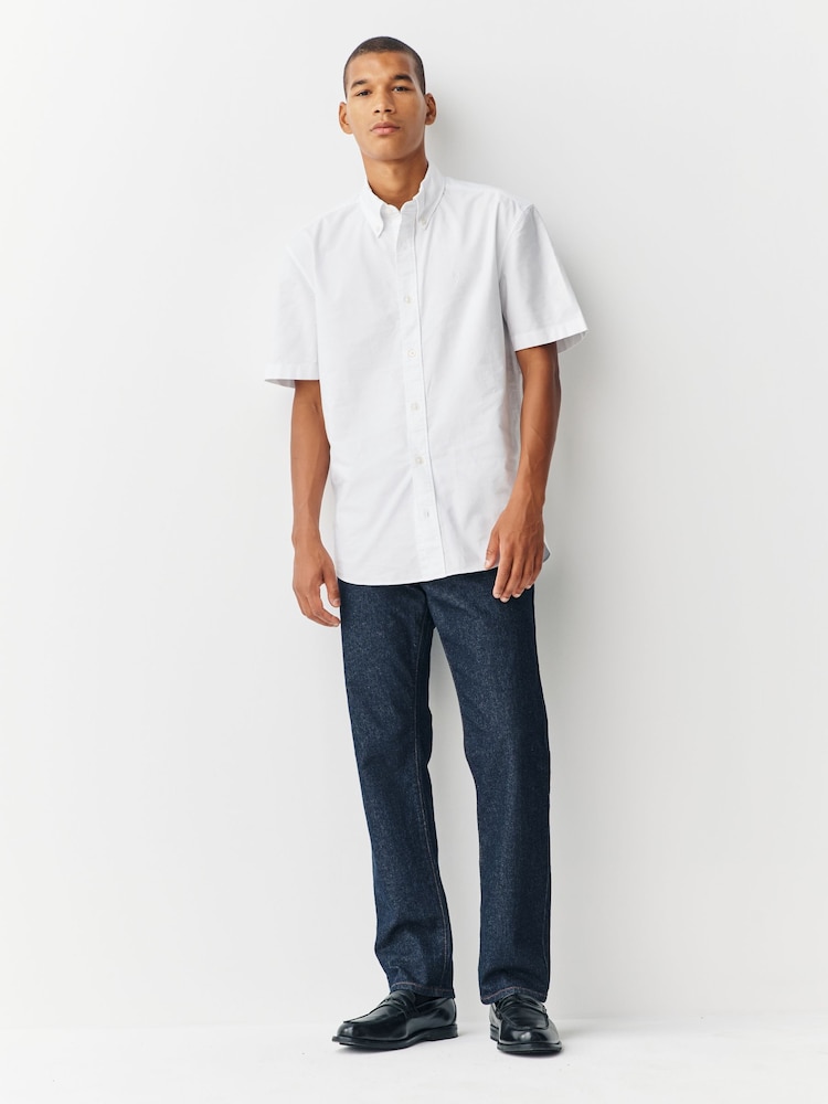 White Regular Fit Short Sleeve Oxford Shirt - Image 2 of 5