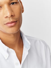 White Regular Fit Short Sleeve Oxford Shirt - Image 5 of 5