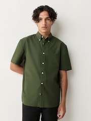 Dark Green Regular Fit Short Sleeve Oxford Shirt - Image 1 of 8