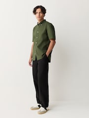 Dark Green Regular Fit Short Sleeve Oxford Shirt - Image 2 of 8