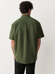 Dark Green Regular Fit Short Sleeve Oxford Shirt - Image 3 of 8