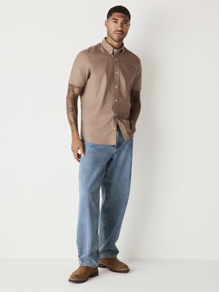 Stone Slim Fit Short Sleeve Oxford Shirt - Image 2 of 9