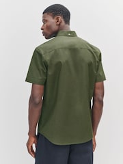 Dark Green Slim Fit Short Sleeve Oxford Shirt - Image 2 of 8