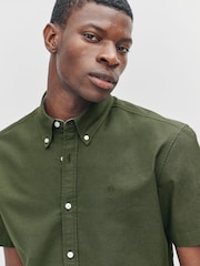 Dark Green Slim Fit Short Sleeve Oxford Shirt - Image 4 of 8