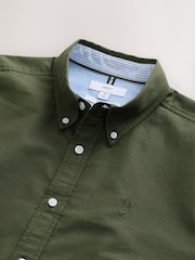 Dark Green Slim Fit Short Sleeve Oxford Shirt - Image 8 of 8