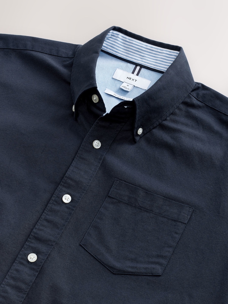 Navy Blue Short Sleeve Oxford Shirt - Image 8 of 8