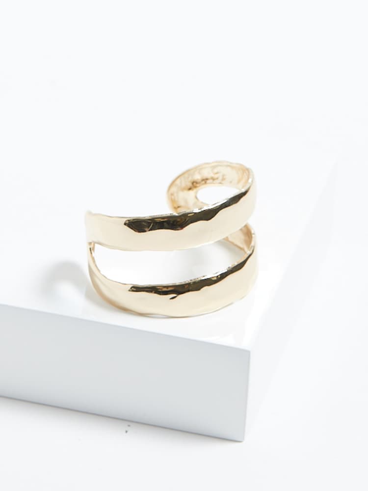 Mood Gold Tone Molten Open Cuff Bracelet - Image 2 of 4