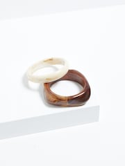 Mood Gold Tone Tort Mixed Resin Stacker Bangle Bracelets 2 Pack - Image 3 of 4