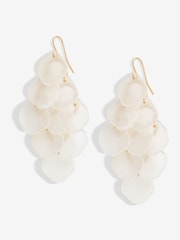 Mood Gold Tone White Layered Shell Chandelier Drop Earrings - Image 1 of 5