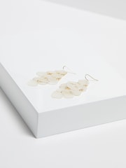 Mood Gold Tone White Layered Shell Chandelier Drop Earrings - Image 5 of 5