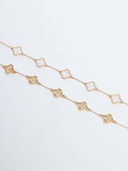 Mood Gold Tone Mother Of Pearl Clover Station Bracelets 2 Pack - Image 3 of 3