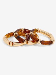 Mood Gold Tone Tort Resin And Polished Station Stretch Bracelets 3 Pack - Image 4 of 4