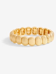 Mood Gold Tone Polished Ridged Stretch Bracelet - Image 1 of 3