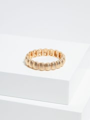 Mood Gold Tone Polished Ridged Stretch Bracelet - Image 2 of 3