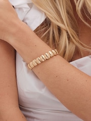 Mood Gold Tone Polished Ridged Stretch Bracelet - Image 3 of 3
