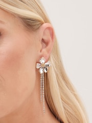 Mood Metallic Two Tone Flower Cupchain Drop Earrings - Image 3 of 4